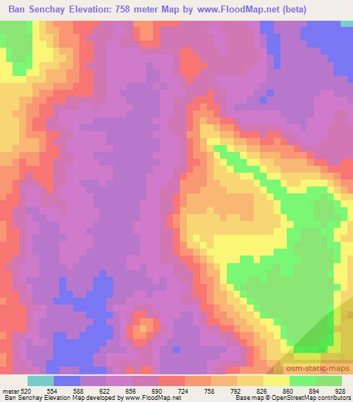 Ban Senchay,Laos Elevation Map