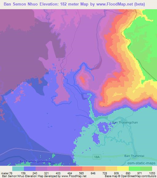 Ban Semon Nhuo,Laos Elevation Map