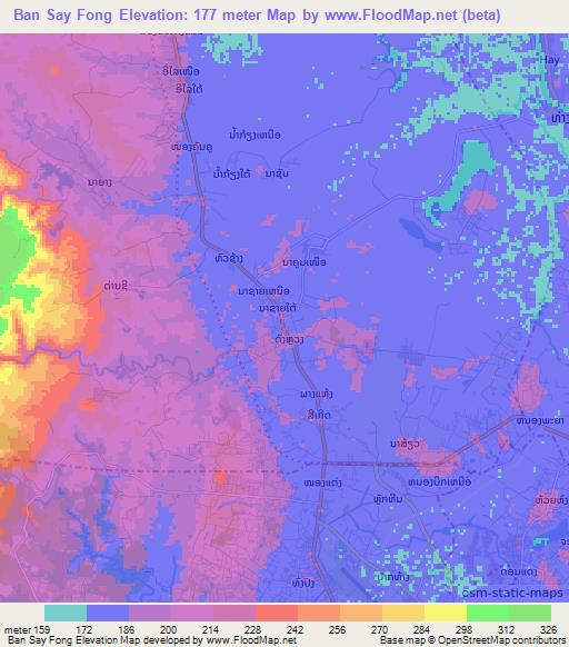 Ban Say Fong,Laos Elevation Map