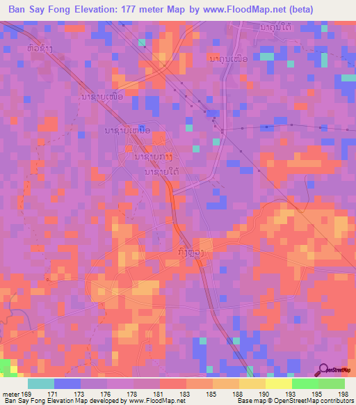 Ban Say Fong,Laos Elevation Map