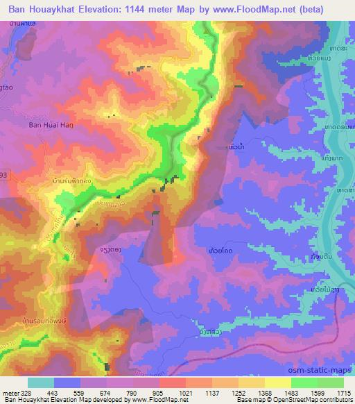 Ban Houaykhat,Laos Elevation Map