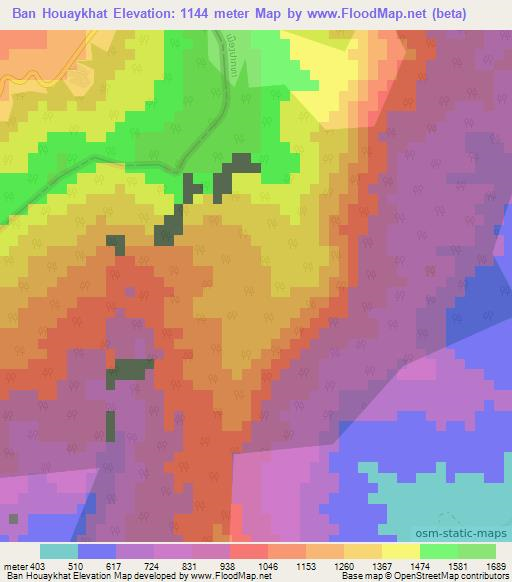 Ban Houaykhat,Laos Elevation Map