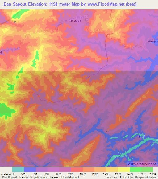 Ban Sapout,Laos Elevation Map