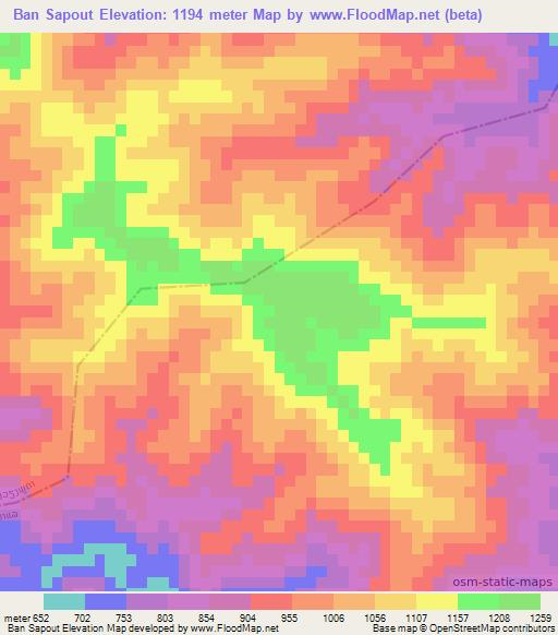 Ban Sapout,Laos Elevation Map