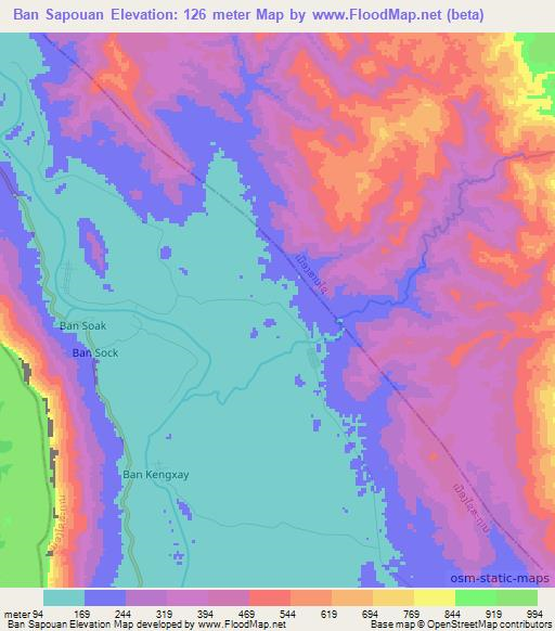 Ban Sapouan,Laos Elevation Map