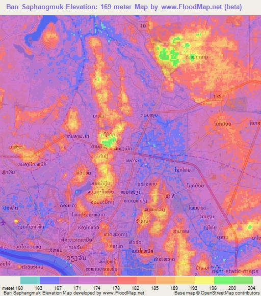 Ban Saphangmuk,Laos Elevation Map