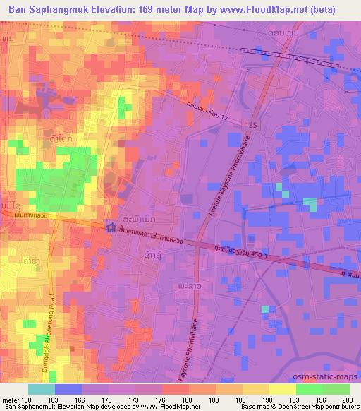 Ban Saphangmuk,Laos Elevation Map