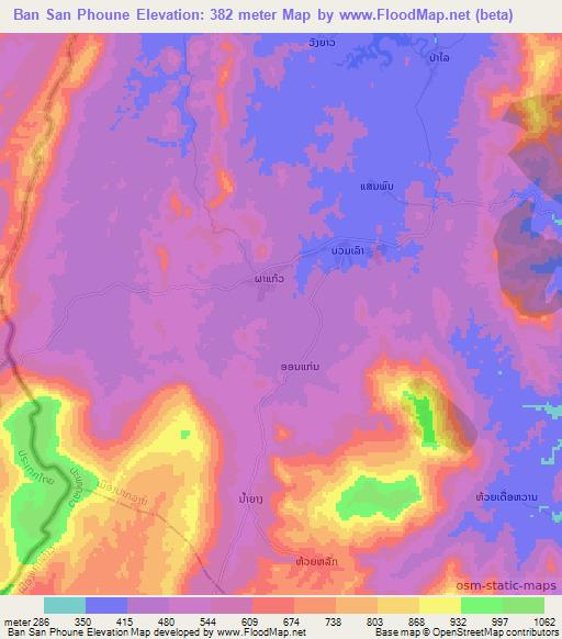 Ban San Phoune,Laos Elevation Map