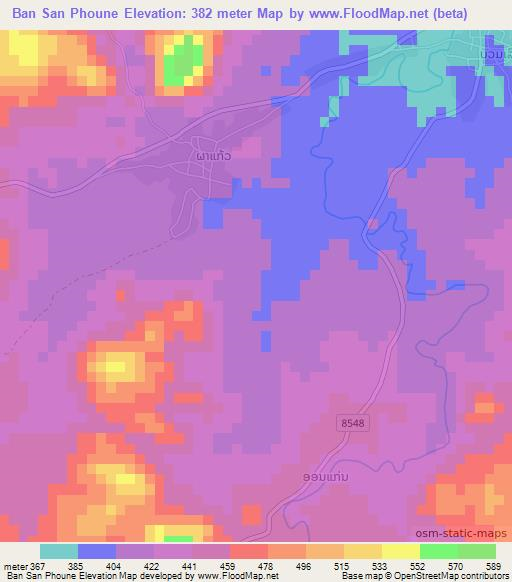 Ban San Phoune,Laos Elevation Map