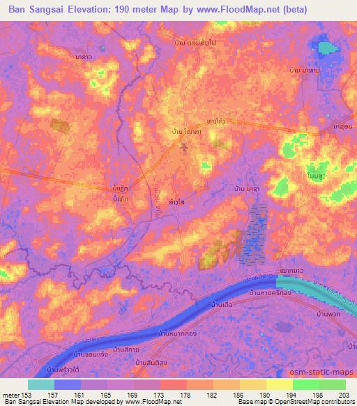 Ban Sangsai,Laos Elevation Map