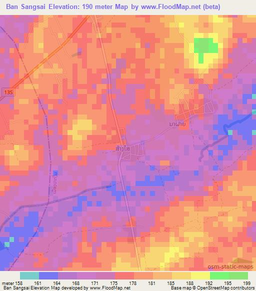 Ban Sangsai,Laos Elevation Map