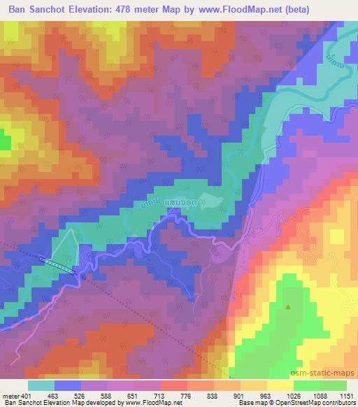 Ban Sanchot,Laos Elevation Map