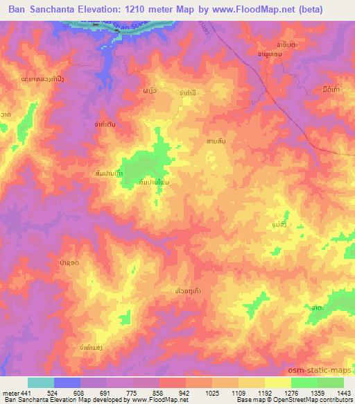 Ban Sanchanta,Laos Elevation Map