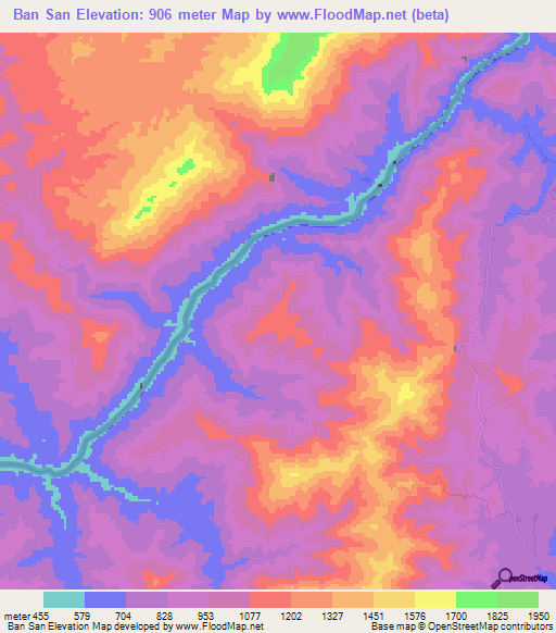 Ban San,Laos Elevation Map