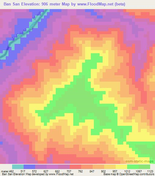 Ban San,Laos Elevation Map