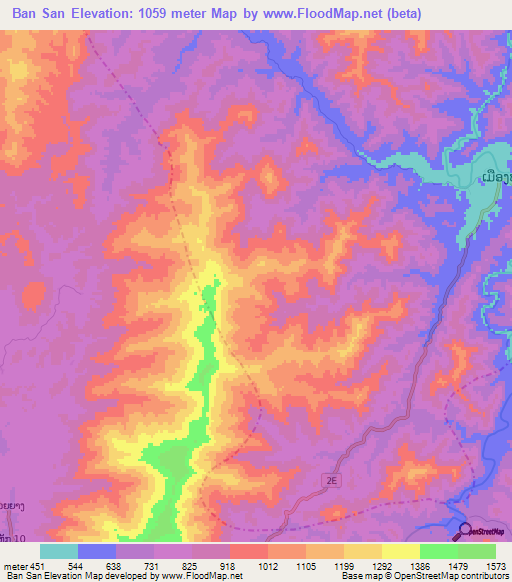 Ban San,Laos Elevation Map