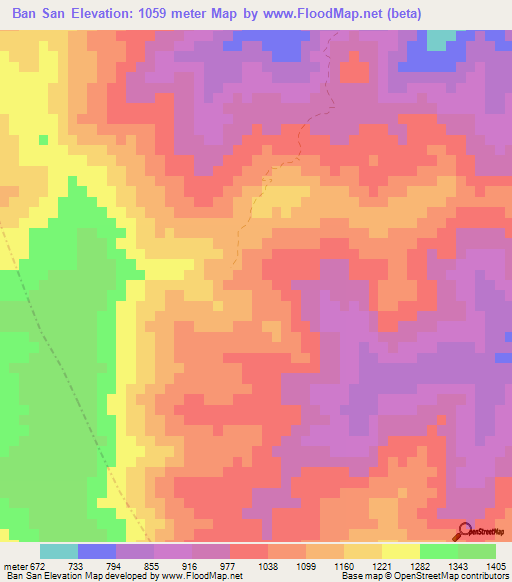 Ban San,Laos Elevation Map