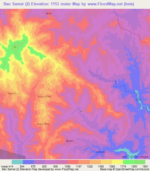 Ban Samet (2),Laos Elevation Map