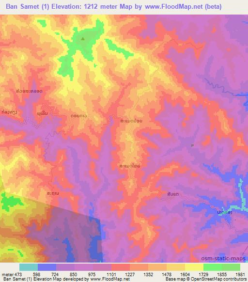 Ban Samet (1),Laos Elevation Map