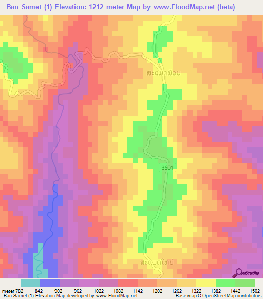 Ban Samet (1),Laos Elevation Map