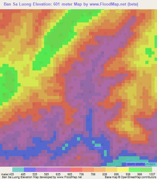 Ban Sa Luong,Laos Elevation Map