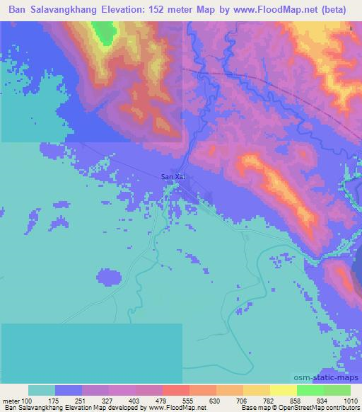 Ban Salavangkhang,Laos Elevation Map