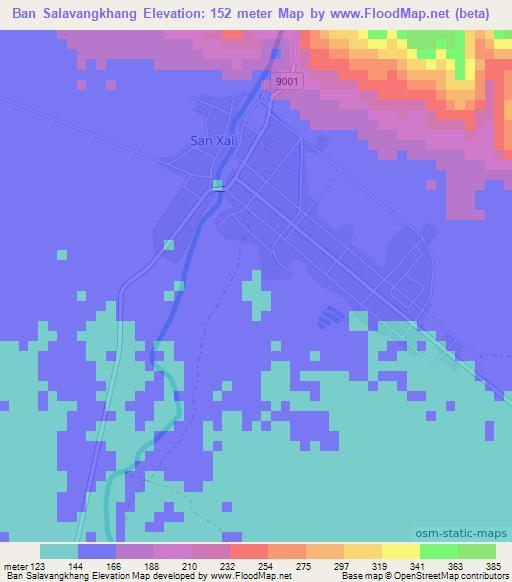 Ban Salavangkhang,Laos Elevation Map