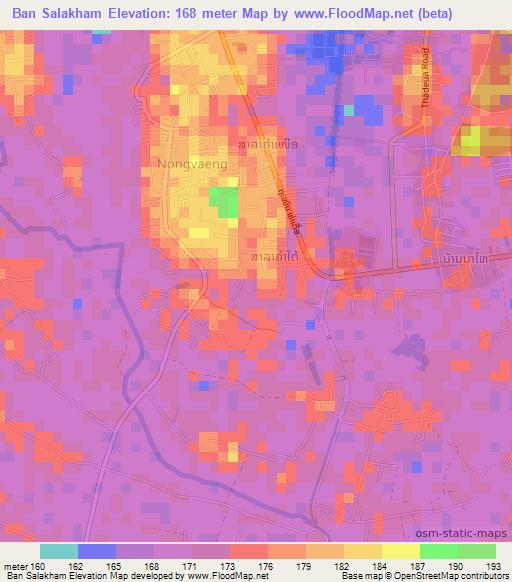 Ban Salakham,Laos Elevation Map