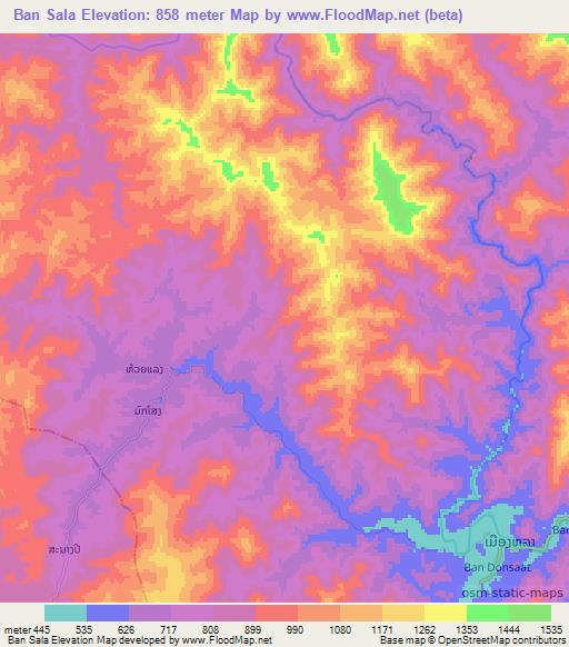 Ban Sala,Laos Elevation Map