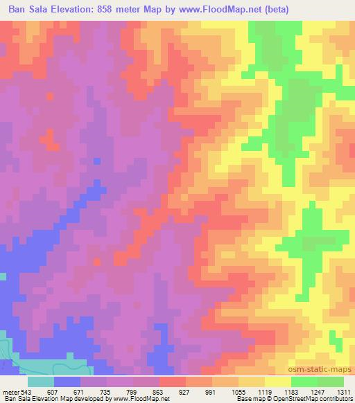 Ban Sala,Laos Elevation Map