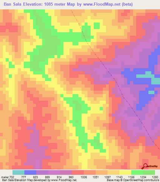 Ban Sala,Laos Elevation Map