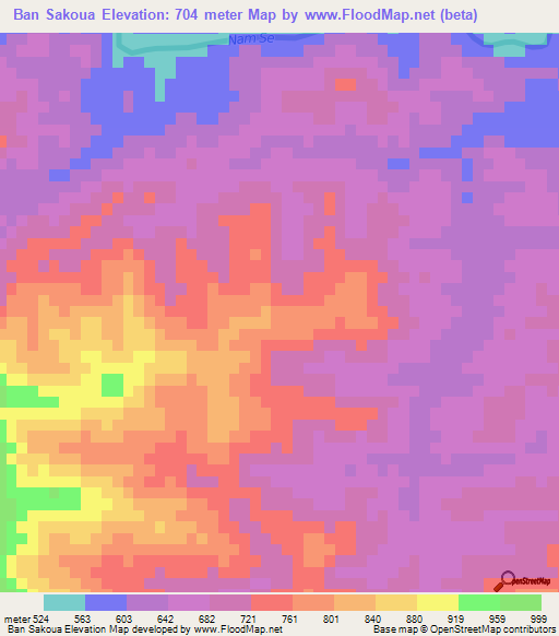 Ban Sakoua,Laos Elevation Map