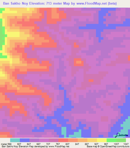 Ban Sakho Noy,Laos Elevation Map