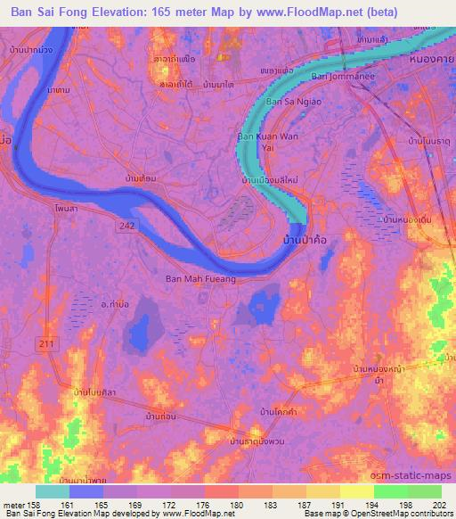 Ban Sai Fong,Laos Elevation Map