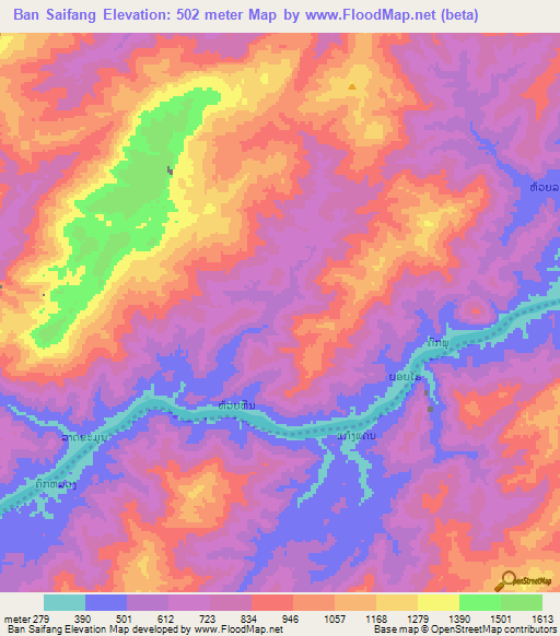 Ban Saifang,Laos Elevation Map