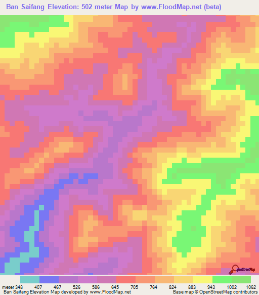 Ban Saifang,Laos Elevation Map