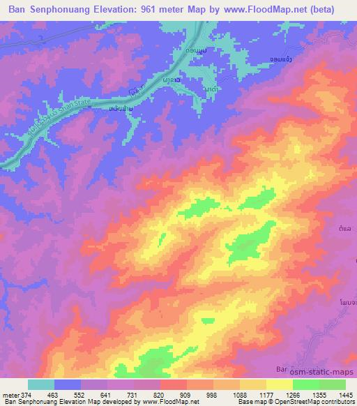 Ban Senphonuang,Laos Elevation Map