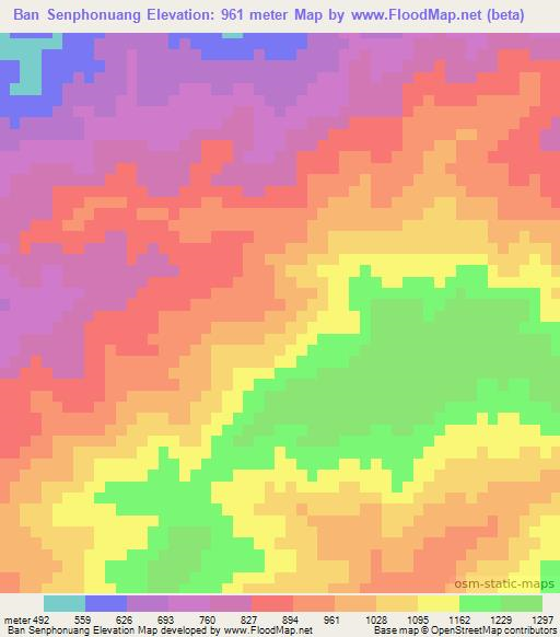 Ban Senphonuang,Laos Elevation Map