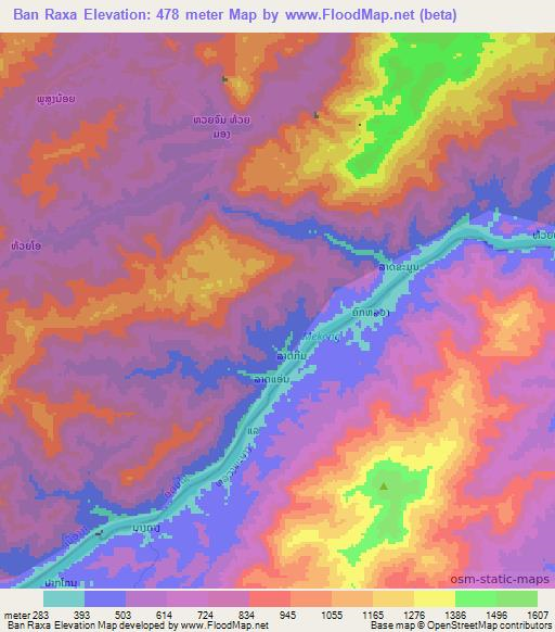 Ban Raxa,Laos Elevation Map