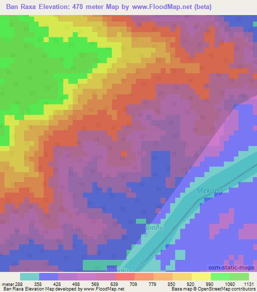 Ban Raxa,Laos Elevation Map