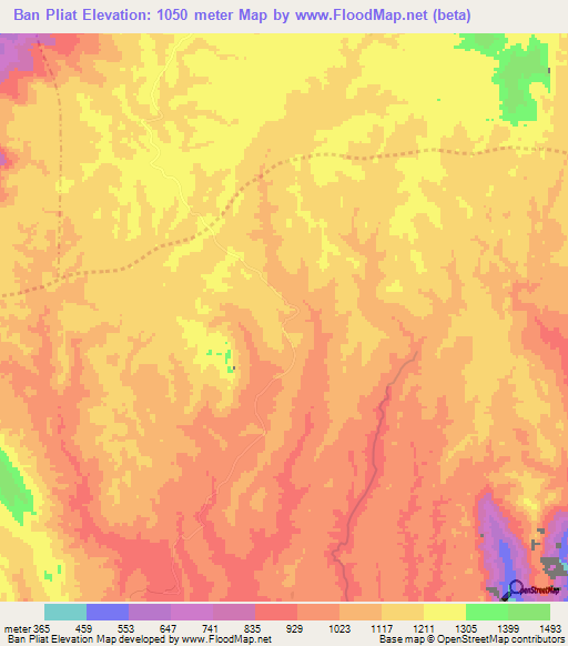 Ban Pliat,Laos Elevation Map