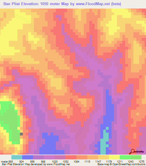 Ban Pliat,Laos Elevation Map