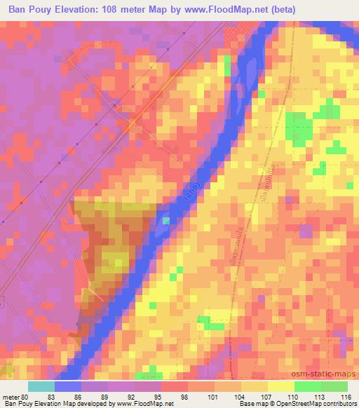 Ban Pouy,Laos Elevation Map