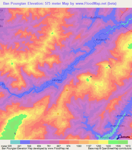 Ban Poungtan,Laos Elevation Map