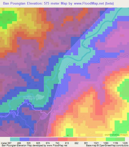 Ban Poungtan,Laos Elevation Map