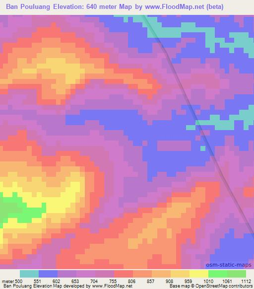 Ban Pouluang,Laos Elevation Map