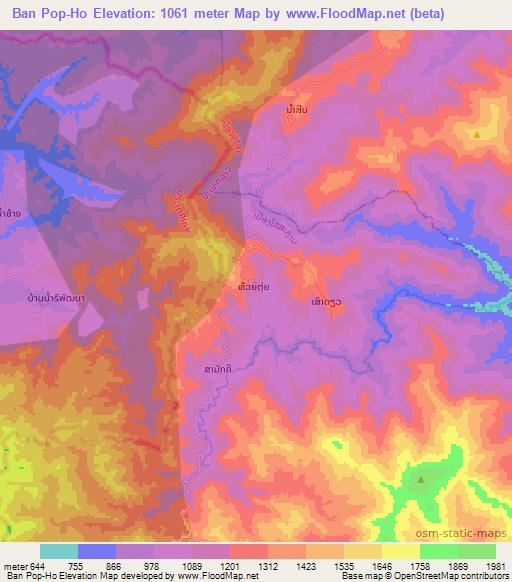 Ban Pop-Ho,Laos Elevation Map