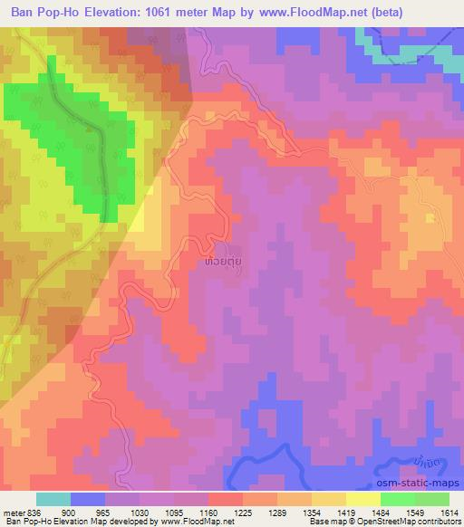 Ban Pop-Ho,Laos Elevation Map