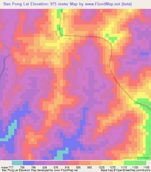 Ban Pong Lai,Laos Elevation Map