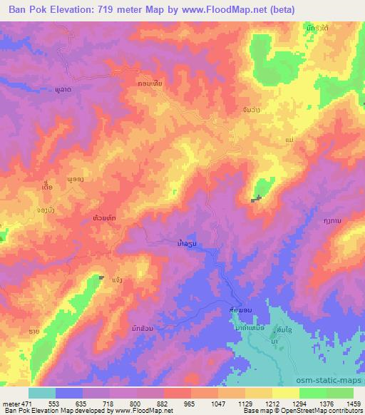 Ban Pok,Laos Elevation Map